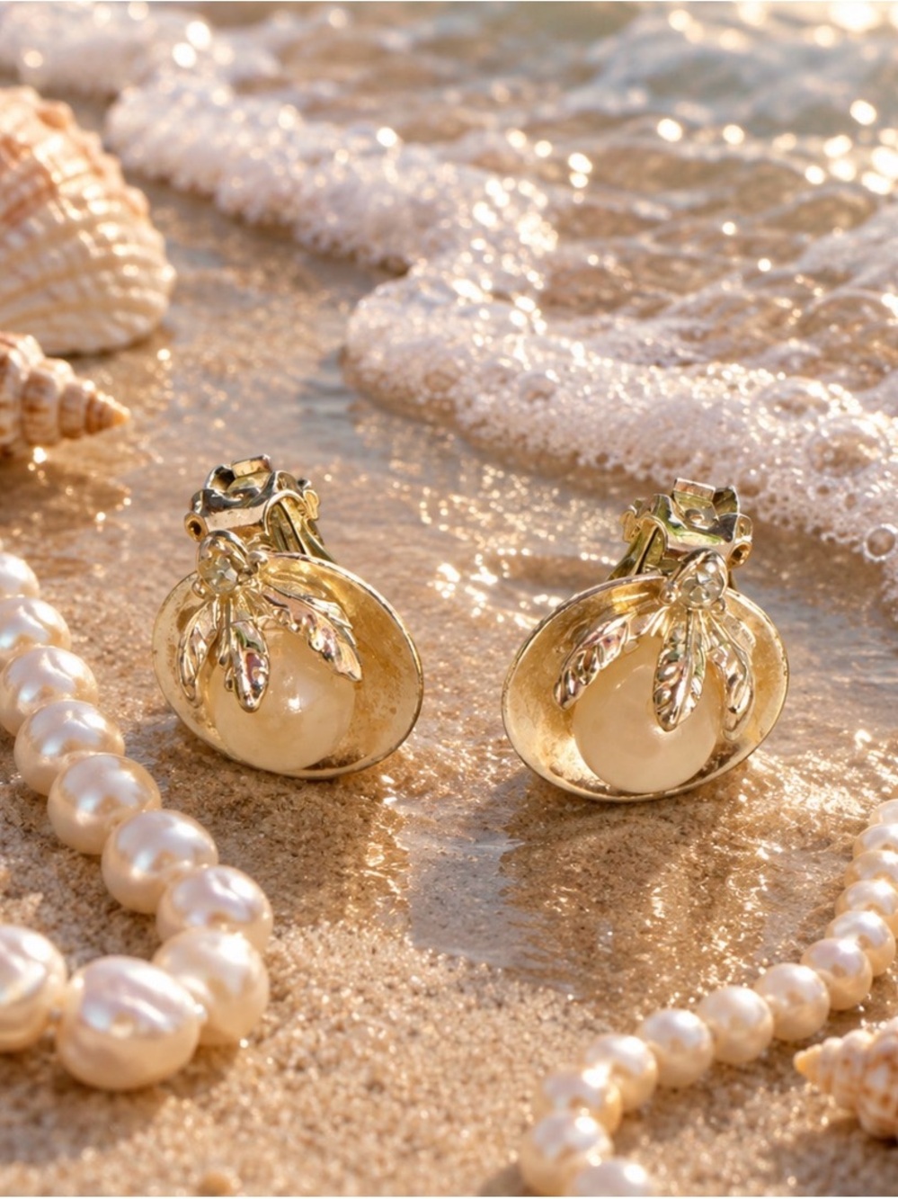 Vintage Silver Faux Pearl Clip On Earrings with Distinctive Design